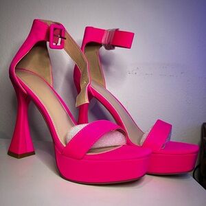 Hot Pink Platform Heels with Bow Detail